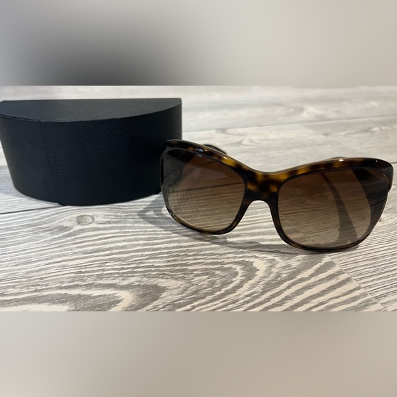 Prada 2009 Sunglasses Brown Tortoiseshell Square Oversized Gradient Lens Vintage - Picture 6 of 11